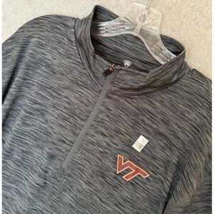NEW! Virginia Tech Hokies VT 1/4 Zip Pullover Mens XXL Heather Gray Sweater